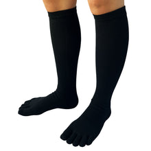 画像をギャラリービューアに読み込む, 【 極 】5本指ソックス 着圧ハイソックス メンズ 25-27㎝ 1足 黒 LINE