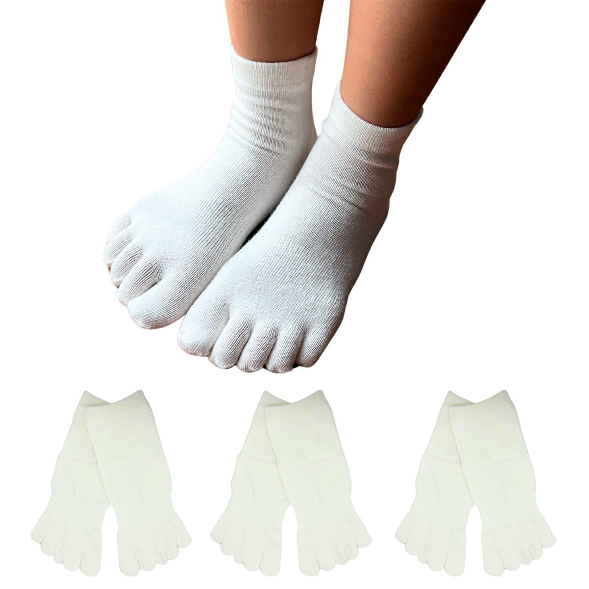 【極】子供5本指ソックス くるぶし丈 17-20cm 20-23cm 3足セット 黒 白