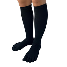 画像をギャラリービューアに読み込む, 【 極 】5本指ソックス 着圧ハイソックス レディース 22-25㎝ 1足 黒 白