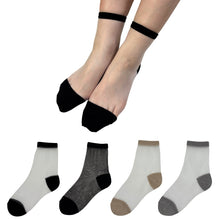画像をギャラリービューアに読み込む, 50%OFF!【大和美神】 シースルーソックス くるぶし丈 アソート4色セット 無地ノーマル/履き口フリルローズ柄