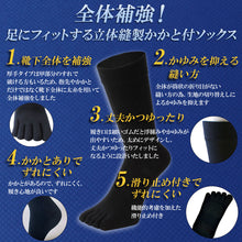 画像をギャラリービューアに読み込む, クリスマスセール中!【極】滑り止め付き 5本指ソックス クルー丈 メンズ 25-27/27-29cm 1足/5足/10足セット 黒 厚み増 ロイカ&ロンフレッシュ