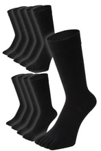 画像をギャラリービューアに読み込む, 【 極 】麻リネンプラス 5本指ソックス クルー丈 メンズ 25-28/27-29cm 1足/5足/10足セット 黒