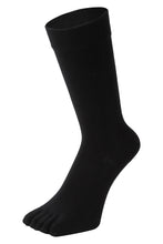 画像をギャラリービューアに読み込む, 【 極 】麻リネンプラス 5本指ソックス クルー丈 メンズ 25-28/27-29cm 1足/5足/10足セット 黒