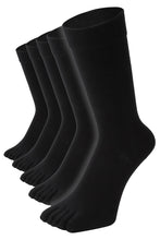 画像をギャラリービューアに読み込む, 【 極 】麻リネンプラス 5本指ソックス クルー丈 メンズ 25-28/27-29cm 1足/5足/10足セット 黒