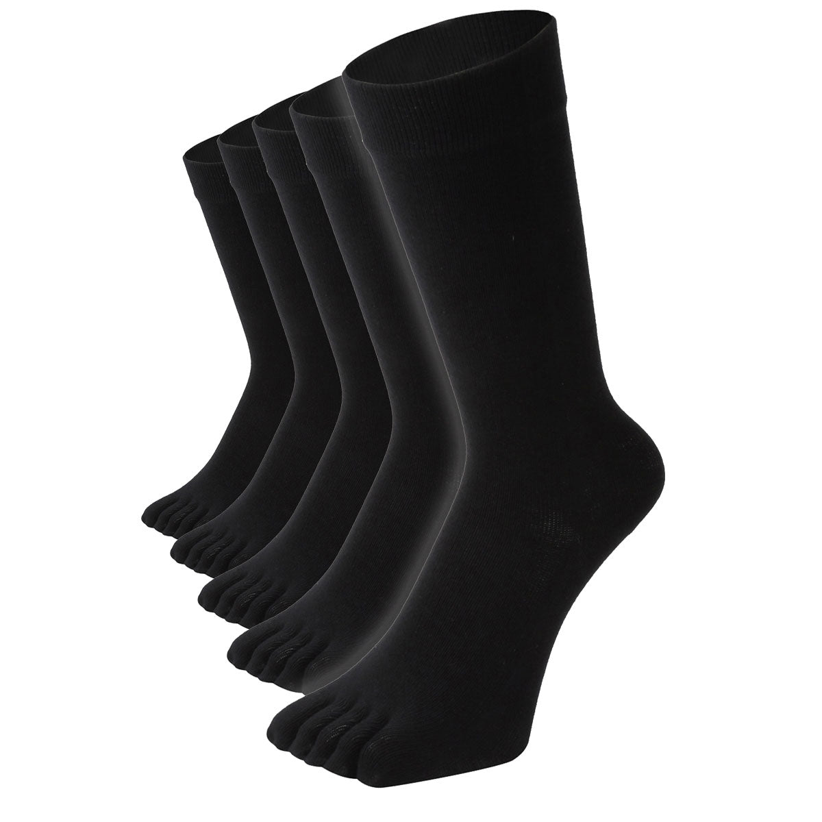 父の日15%OFFセール【極】滑り止め付き 5本指ソックス クルー丈 メンズ 25-27/27-29cm 1足/5足/10足セット 黒 厚み増 ロイカ&ロンフレッシュ