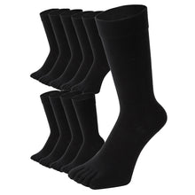 画像をギャラリービューアに読み込む, クリスマスセール中!【極】滑り止め付き 5本指ソックス クルー丈 メンズ 25-27/27-29cm 1足/5足/10足セット 黒 厚み増 ロイカ&ロンフレッシュ