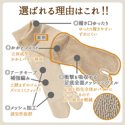 【極】足袋パイルソックス くるぶし丈 レディース 22-25cm 1足/3足セット  黒 白 灰 ベージュ パープル