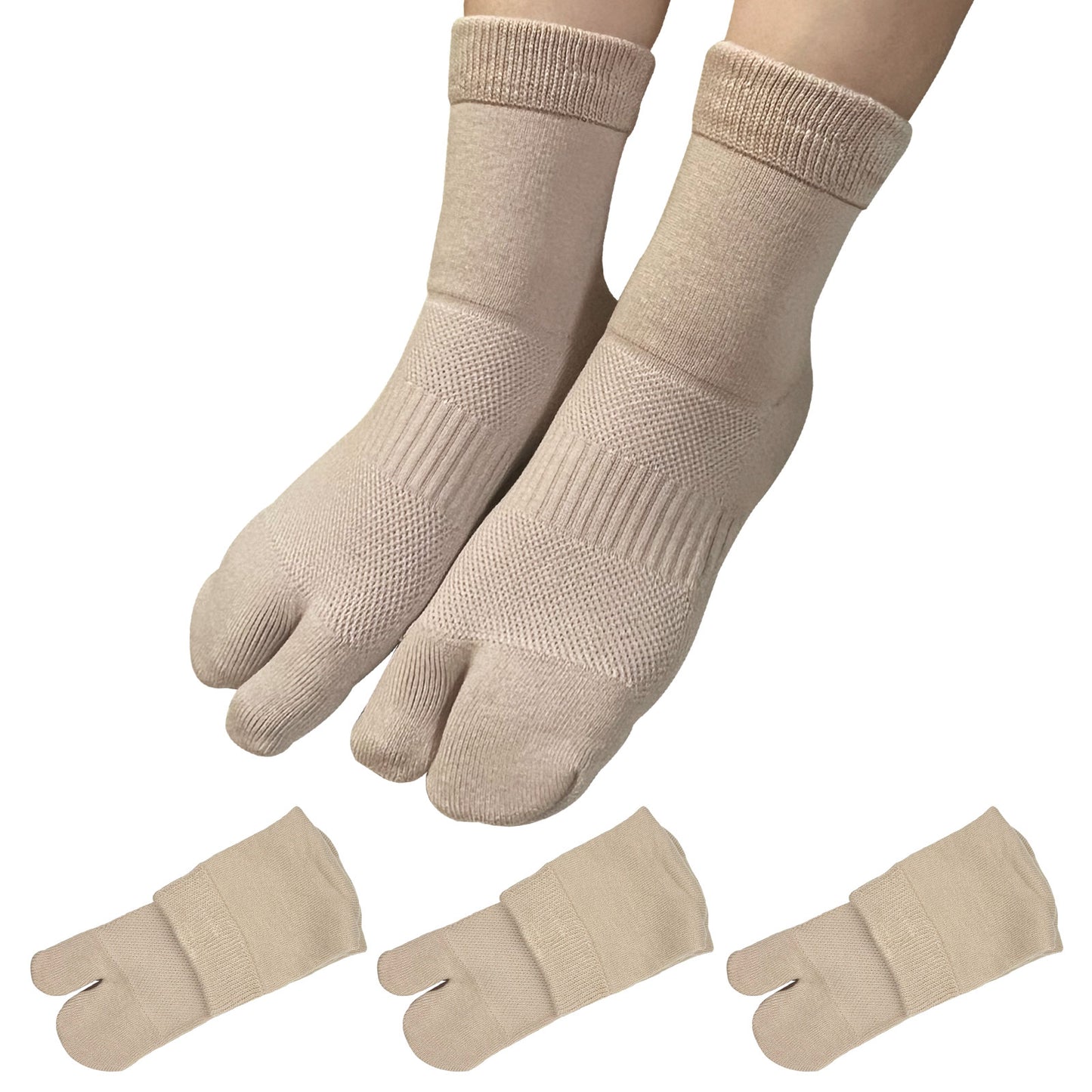 【極】足袋パイルソックス くるぶし丈 レディース 22-25cm 1足/3足セット  黒 白 灰 ベージュ パープル