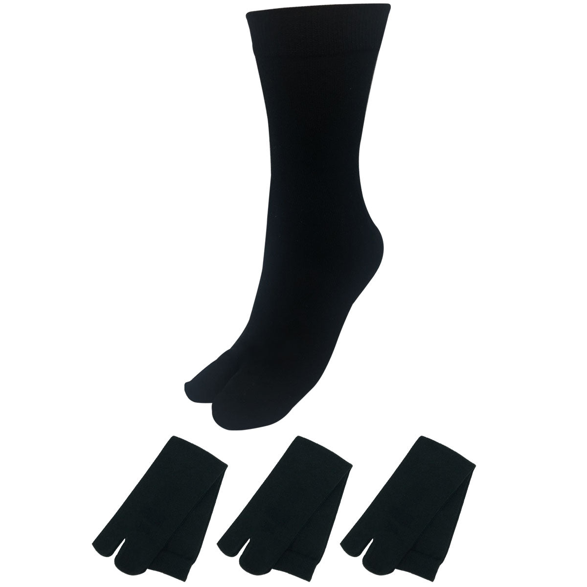 【足袋ソックス】 足袋 クルー丈 メンズ 24-26/26-28cm１足/３足セット 黒 灰 白 紺