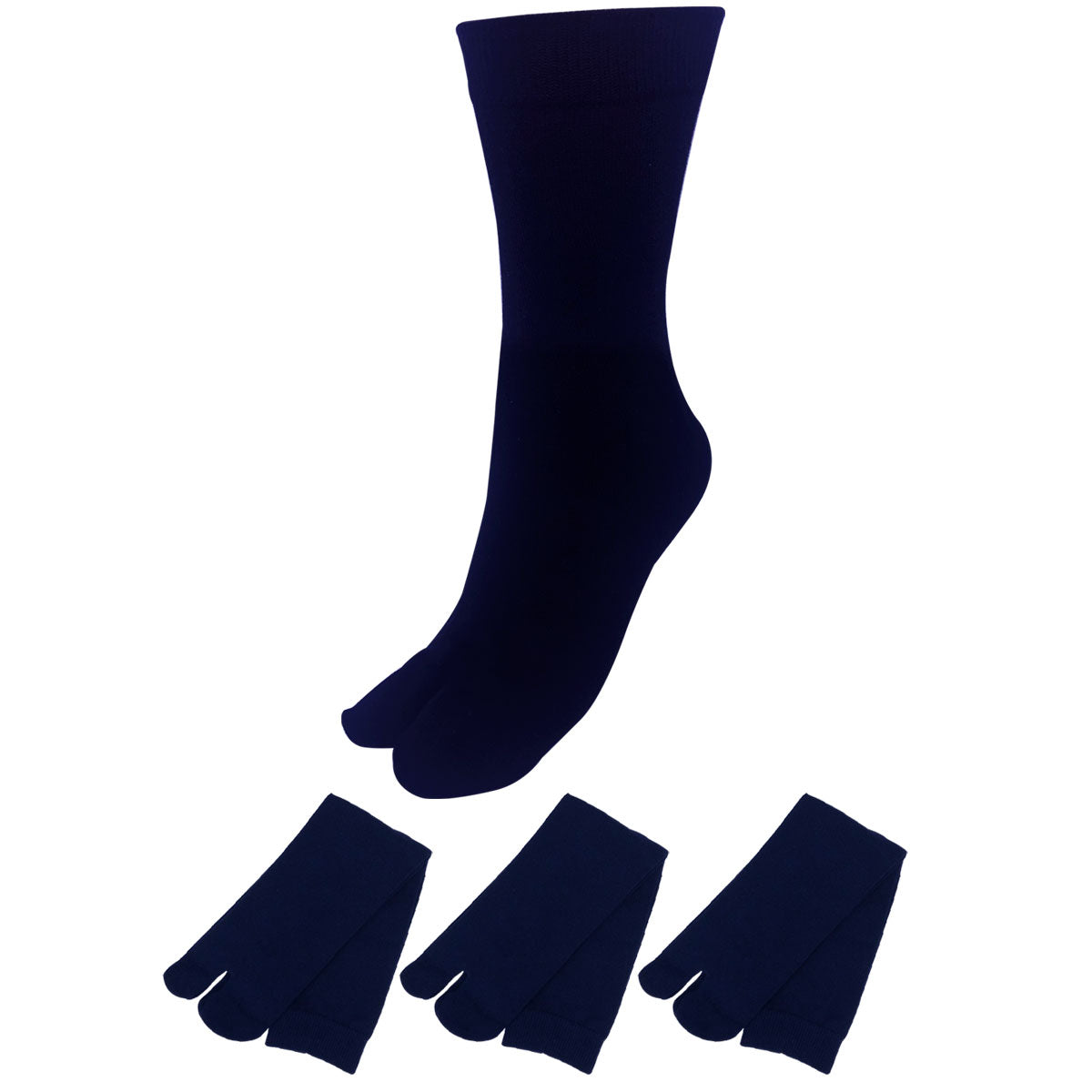 【足袋ソックス】 足袋 クルー丈 メンズ 24-26/26-28cm１足/３足セット 黒 灰 白 紺