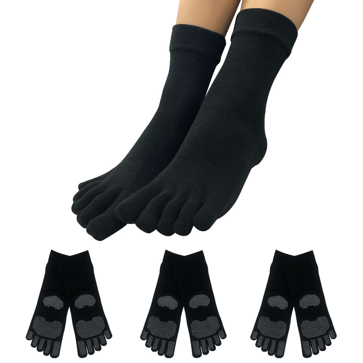 【大和美神】５本指ソックス 口ゴムゆったりくるぶし丈 レディース 3足セット