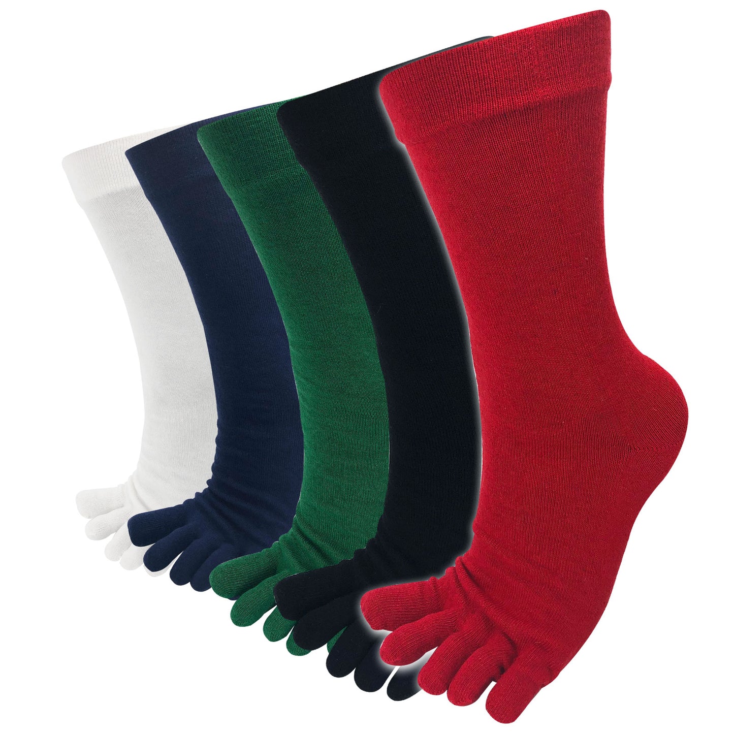 新生活応援セール！15％OFF【極】5本指ソックス  クルー丈 メンズ まほろば綿® 含有  25-27cm  5足 マルチカラー ボーダー