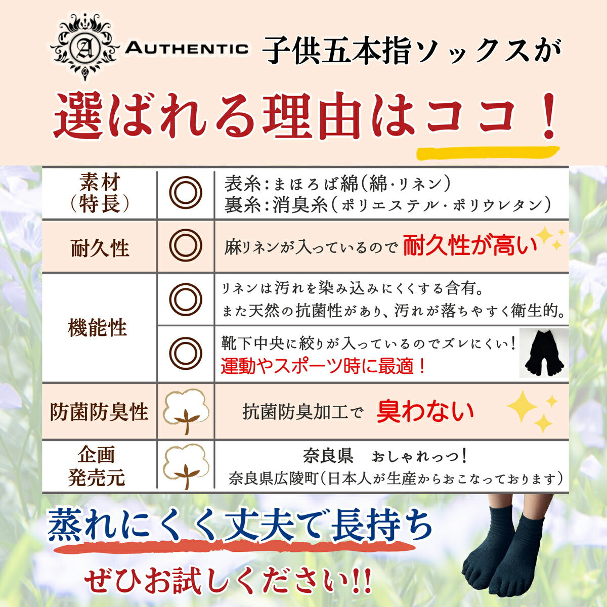 【極】子供5本指ソックス くるぶし丈 17-20cm 20-23cm 3足セット 黒 白