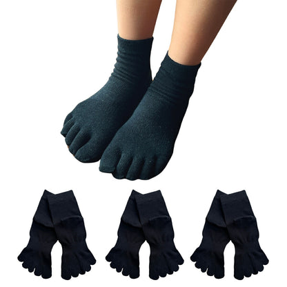 【極】子供5本指ソックス くるぶし丈 17-20cm 20-23cm 3足セット 黒 白