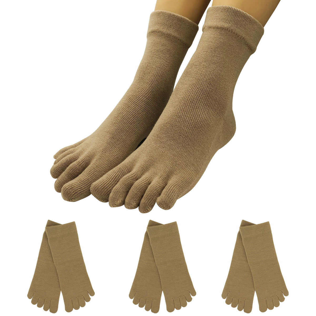 【大和美神】５本指ソックス 口ゴムゆったりくるぶし丈 レディース 3足セット