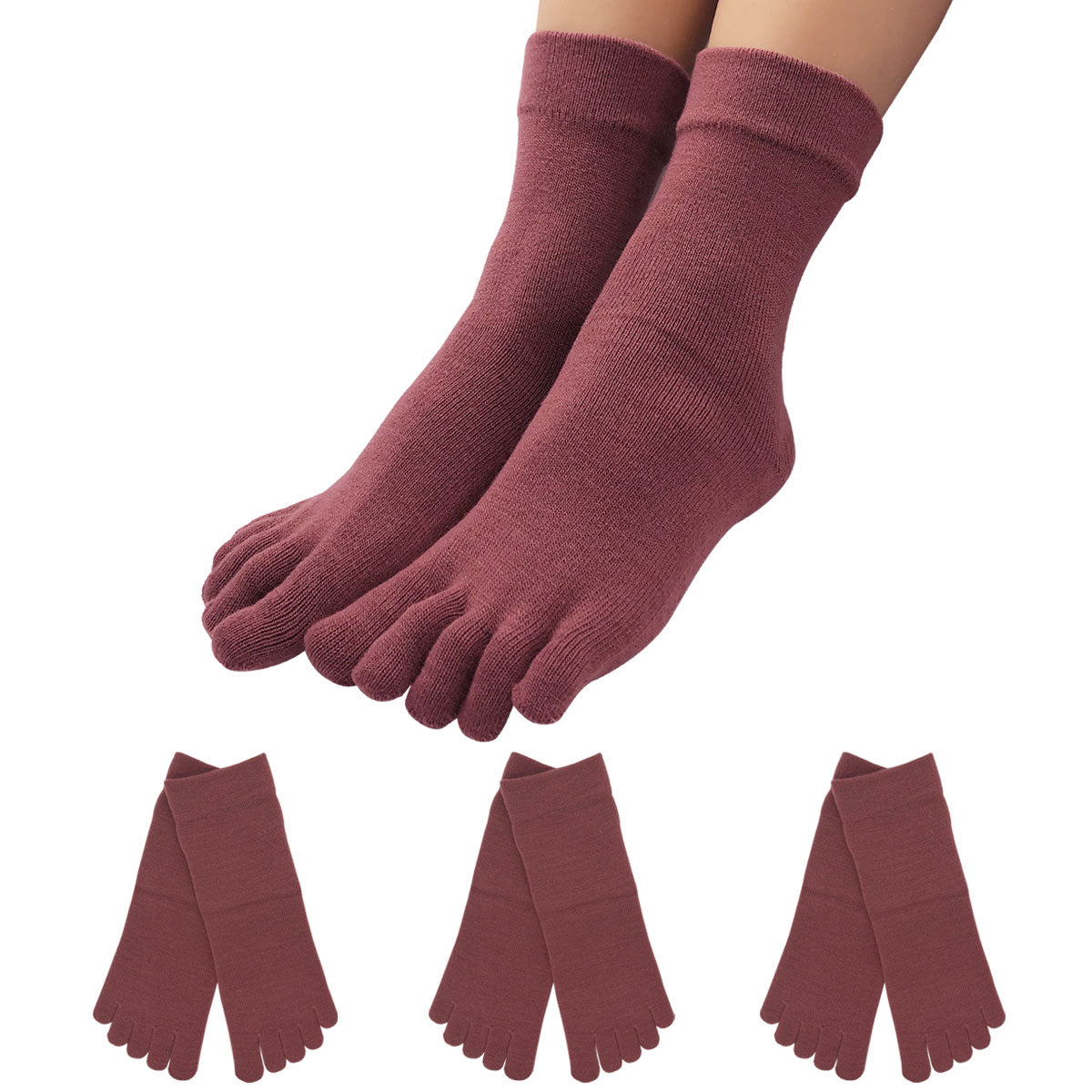 【大和美神】５本指ソックス 口ゴムゆったりくるぶし丈 レディース 3足セット