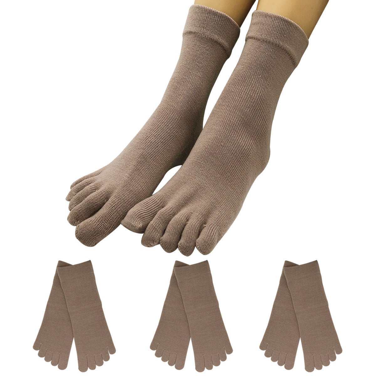 【大和美神】５本指ソックス 口ゴムゆったりくるぶし丈 レディース 3足セット