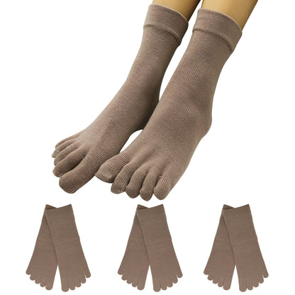 【大和美神】５本指ソックス 口ゴムゆったりくるぶし丈 レディース 3足セット