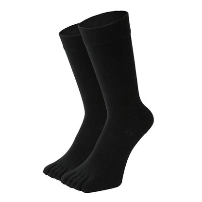 【 20時間履いても臭くならない】 5本指 クルー丈 メンズ 25-28cm 1足 左左セット 黒