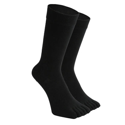 【 20時間履いても臭くならない】 5本指 クルー丈 メンズ 25-28cm 1足 右右セット 黒