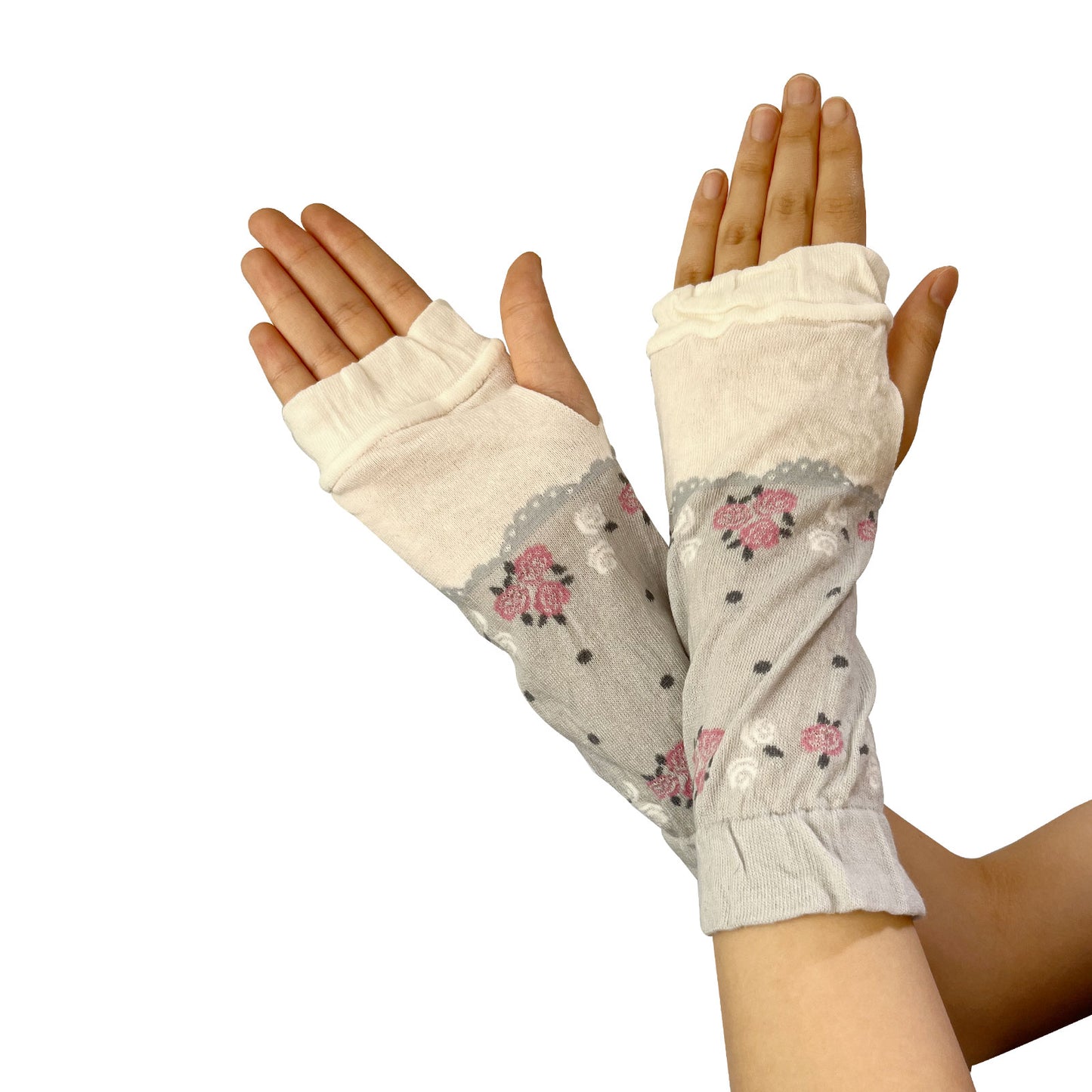 50％OFF【 大和美神 】ショートアームカバー  レディース  バラ 黒 白 灰 母の日 プレゼント