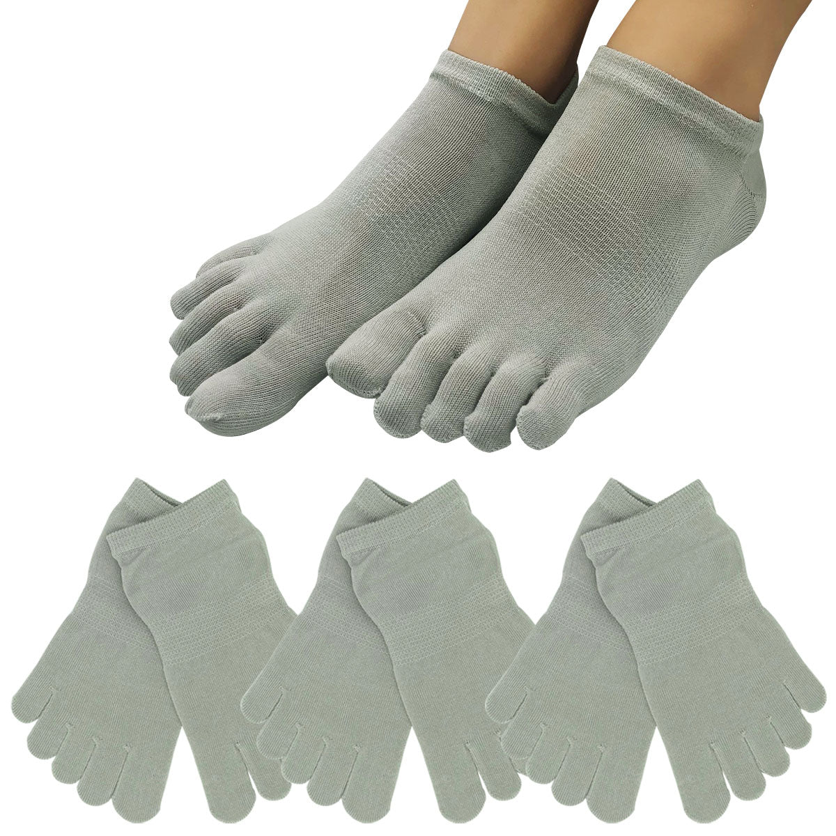 新生活応援セール！15％OFF【社長の靴下®】5本指  短スニーカー丈  レディース 3足セット ガスシルケット 黒 灰 ベージュ ピンク 紫 母の日 プレゼント