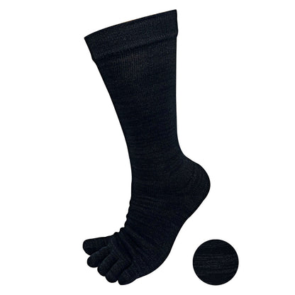 新生活応援セール！15％OFF【 極 】和紙プラス 5本指ソックス クルー丈 メンズ かみさまソックス 25-27/27-29㎝ 1足/5足/10足セット 黒チャコールグレー