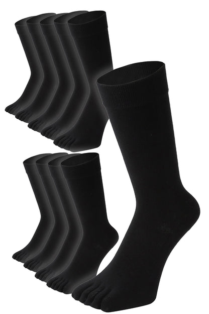 新生活応援セール！15％OFF【 極 】5本指ソックス クルー丈 メンズ 25-27/27-29cm 1足/5足/10足セット 黒 灰 白 紺