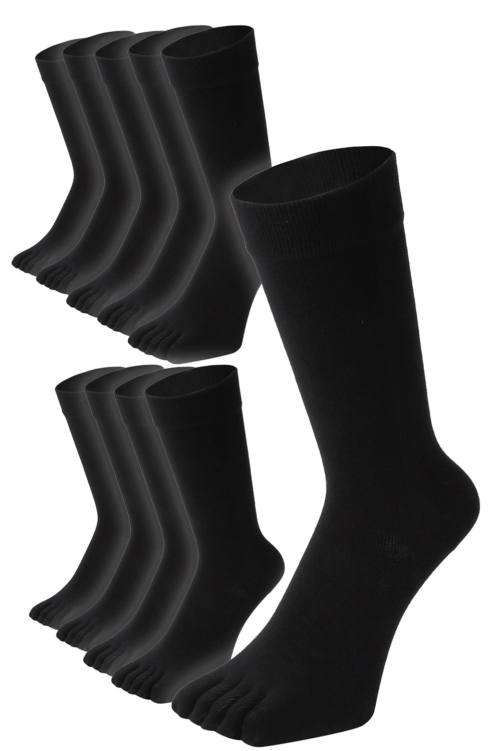【 極 】麻リネンプラス 5本指ソックス クルー丈 メンズ 25-28/27-29cm 1足/5足/10足セット 黒