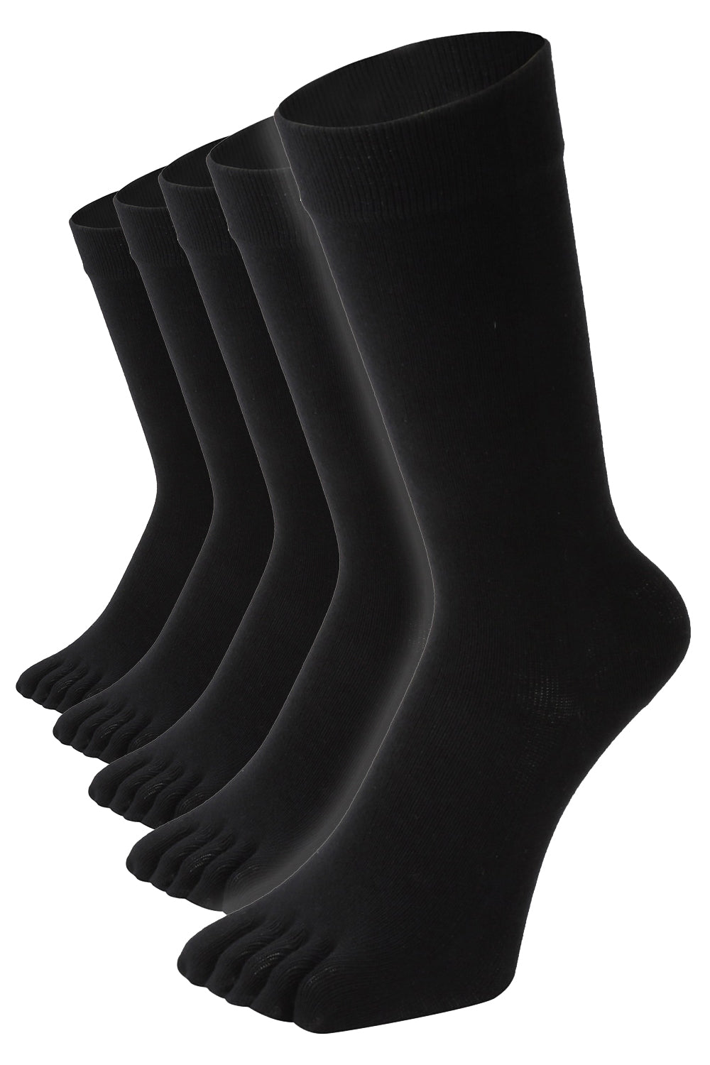 新生活応援セール！15％OFF【 極 】麻リネンプラス 5本指ソックス クルー丈 メンズ 25-27/27-29cm 1足/5足/10足セット 黒