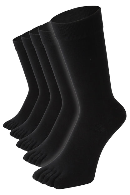 新生活応援セール！15％OFF【 極 】5本指ソックス クルー丈 メンズ 25-27/27-29cm 1足/5足/10足セット 黒 灰 白 紺