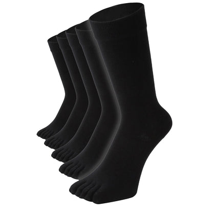 新生活応援セール！15％OFF【 20時間履いても臭くならない】 5本指 クルー丈 メンズ 25-28cm 1足/5足/10足セット 黒