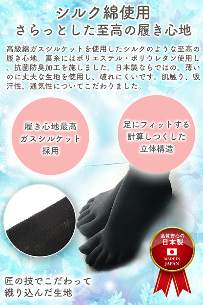 【社長の靴下®】5本指 くるぶし丈 レディース 1足 右右セット  ブラック