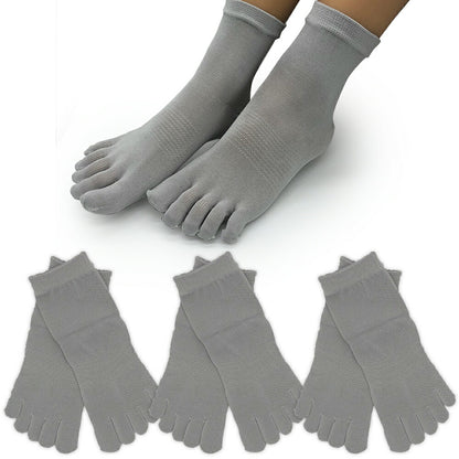 新生活応援セール！15％OFF【 社長の靴下® 】 5本指 くるぶし丈 レディース  22-25cm 3足セット ガスシルケット 黒 灰 ベージュ ピンク 紫 母の日 プレゼント