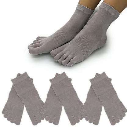 新生活応援セール！15％OFF【 社長の靴下® 】 5本指 くるぶし丈 レディース  22-25cm 3足セット ガスシルケット 黒 灰 ベージュ ピンク 紫 母の日 プレゼント