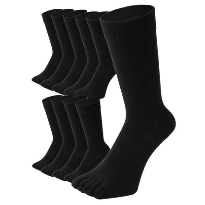 新生活応援セール！15％OFF【極】滑り止め付き 5本指ソックス クルー丈 メンズ 25-27/27-29cm 1足/5足/10足セット 黒  厚み増 ロイカ＆ロンフレッシュ