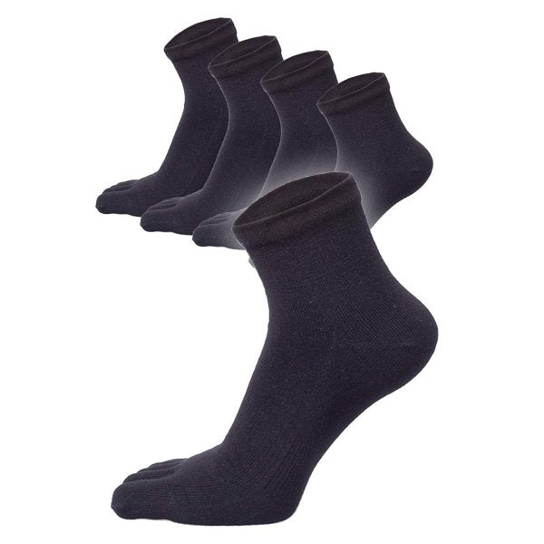 新生活応援セール！15％OFF【極 】5本指ソックスくるぶし丈 メンズ  25-27cm 1足/5足/10足セット 黒 灰 白